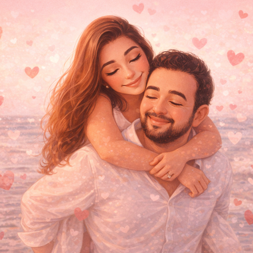 Family Valentine AI portrait style