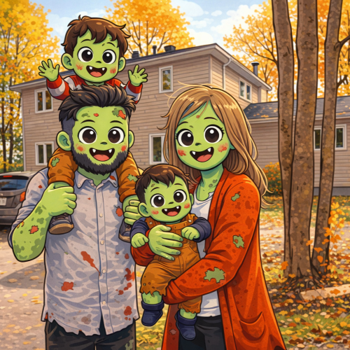 Cute Cartoon Zombie AI portrait style
