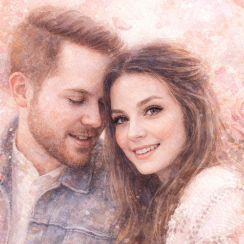 Romantic Watercolor AI portrait style