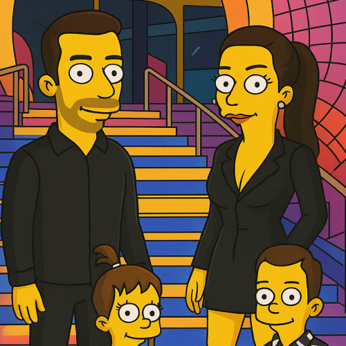 Yellow Family Cartoon AI portrait style