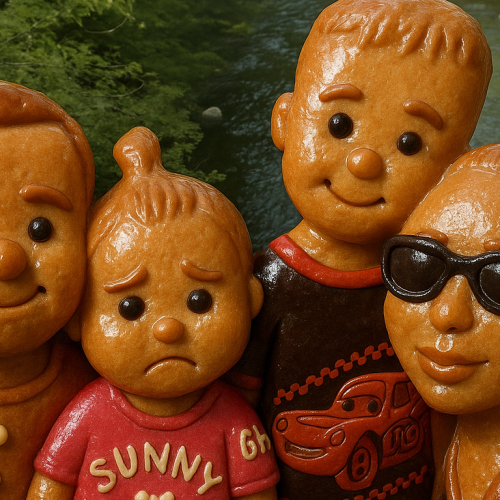 Gingerbread Family AI portrait style